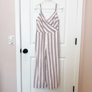 Banana Republic Womens Linen Blend Jumpsuit Size 4 Stripe Casual Work Resort